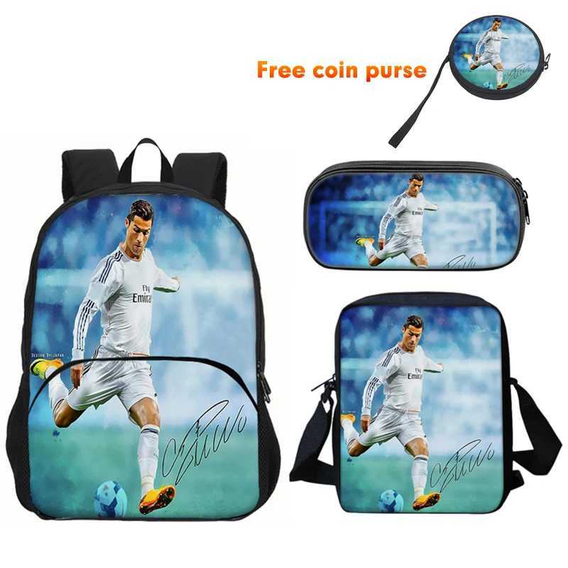 Ronaldo 3Pcs set Backpack Sport Shoulder Bag Pencil Case CR Backpack Football Star Book Bags for Boys Girls Best Gift S250723