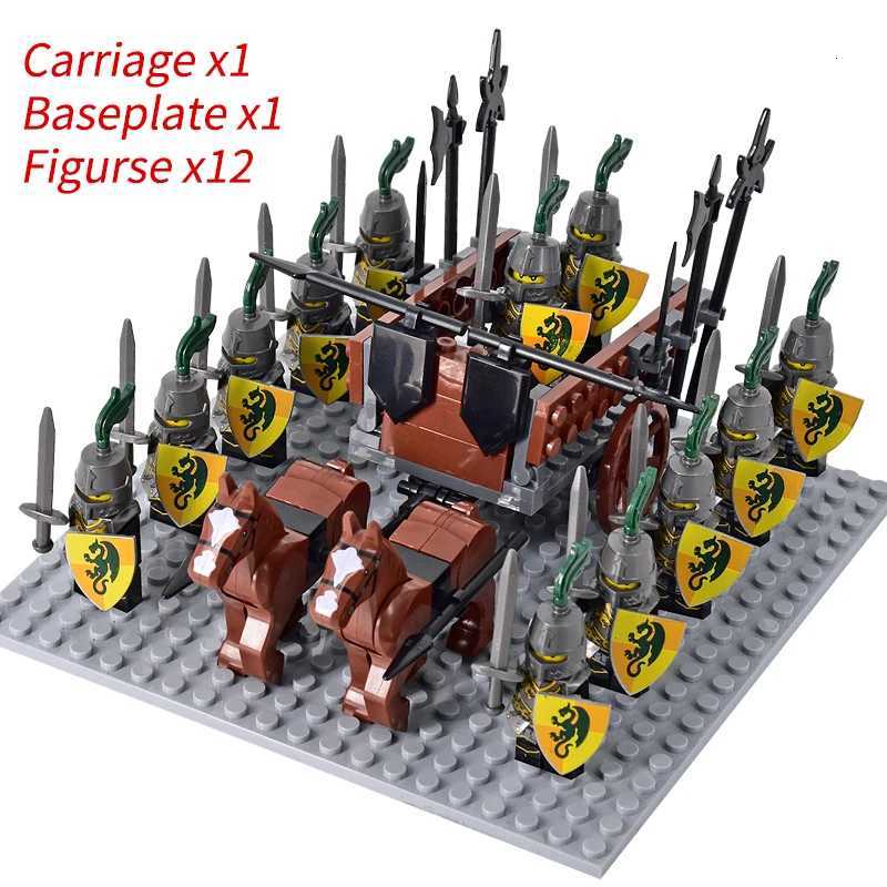 Medieval Knights Mini Action Figures Building Blocks Roman Chariot Carriage Soldier War Horse Bricks Toys for Children Gift W250723