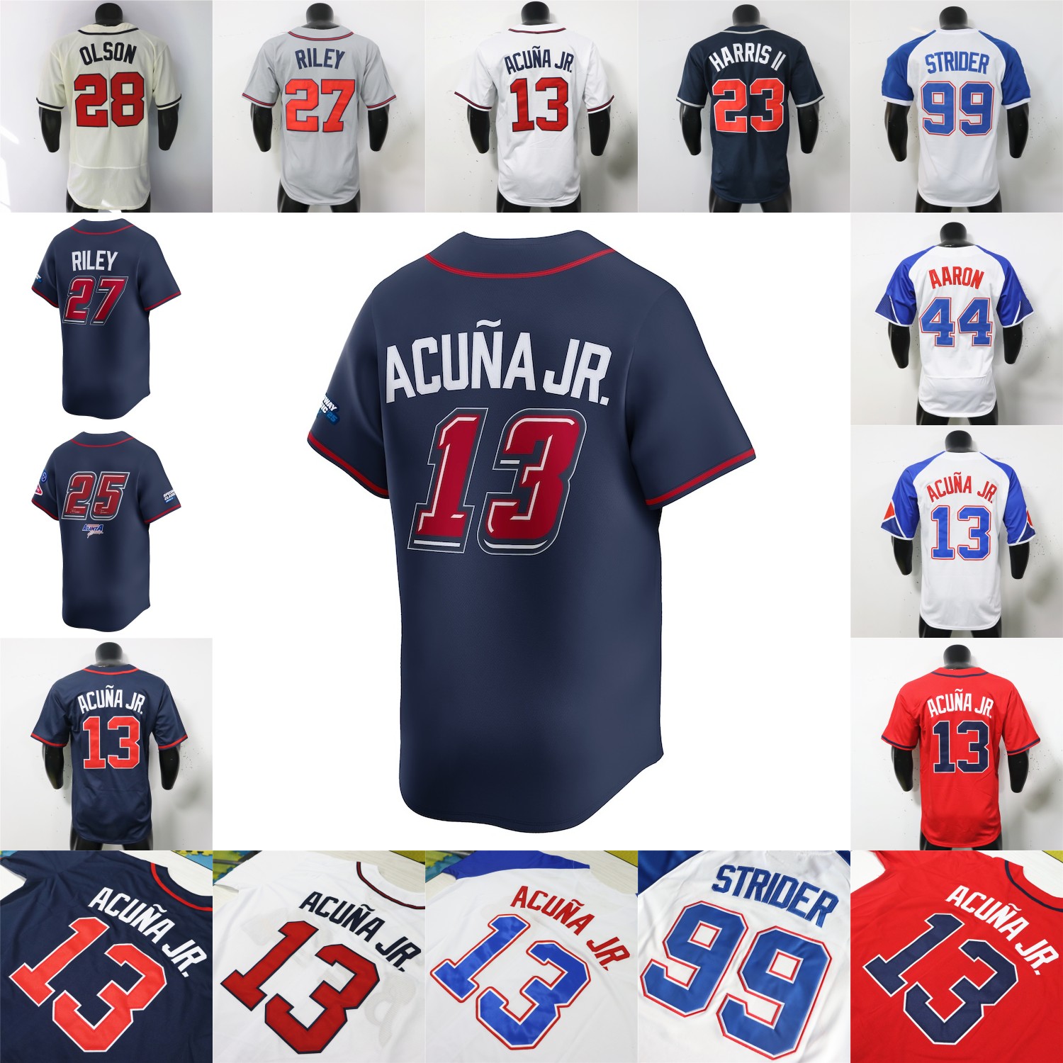 2025 Jersey Ronald Acuna Jr. Michael Harris II Albies Austin Riley Matt Olson Strider Aaron Jones Arnaud Rosario Wallen Jarred Kelenic Jorge Soler Jackson Youth Women