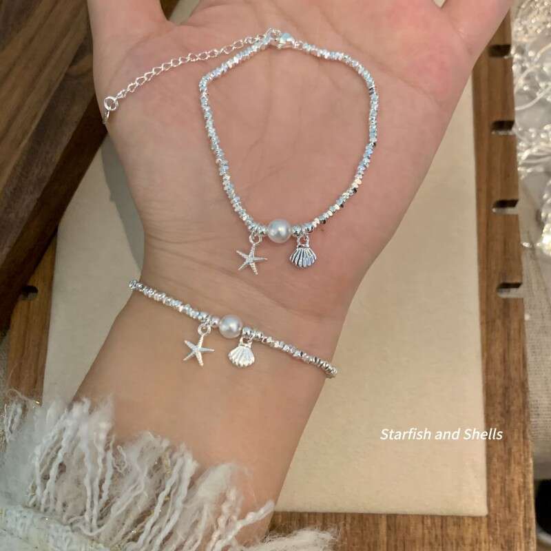 New Starfish Shell Fragment Sier Pearl Fashion Women's Bracelet Exquisite Student Korean Sweet Design Jewelry