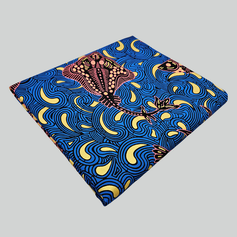 Dutch Wax Print Fabric - Shiny Golden Satin Woven Material for Fashion Designs | Machine Washable | 6 Yards Per Piece