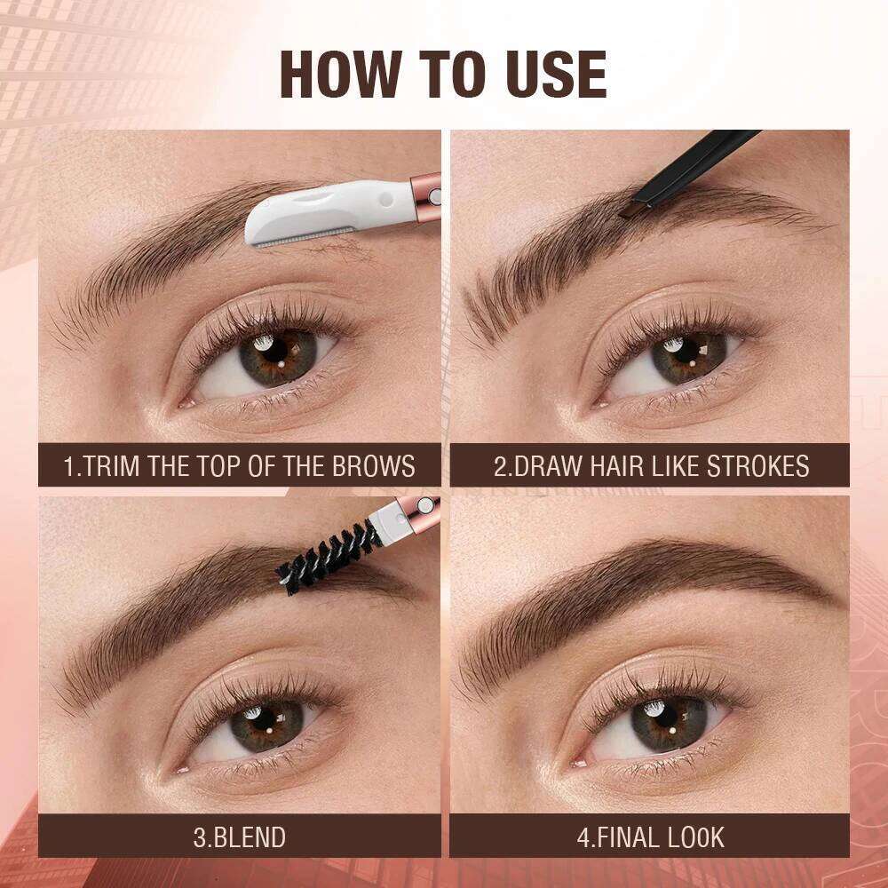 Wholesale O.TWO.O Pencil Fine Precise Definer Waterproof Natural 4 Colors Brown Eye Brow Pen With Eyebrow Trimmer X250722