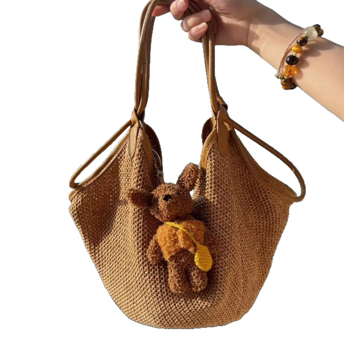 2025 Summer new women's crossbody bag vacation style straw new large capacity handbag lazy style new women's women's shoulder bag new d