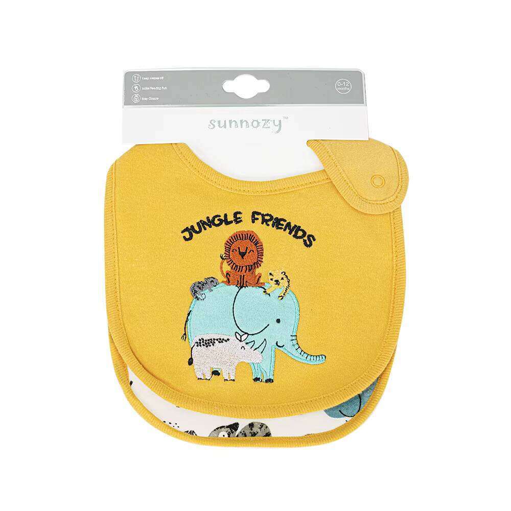 Adorable Jungle - Themed Baby Bibs - Soft Fabric with Double - Button Closure, Ideal for Newborns