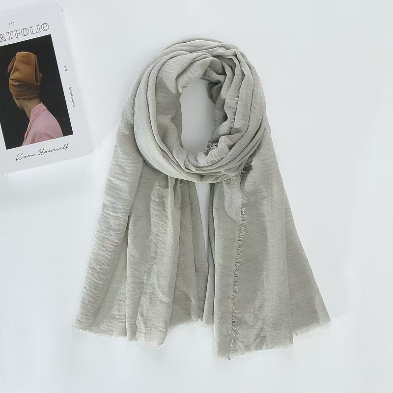 T1286 solid color cotton and linen scarf female literary all-match encryption large silk scarf neck scarf beach travel scarf