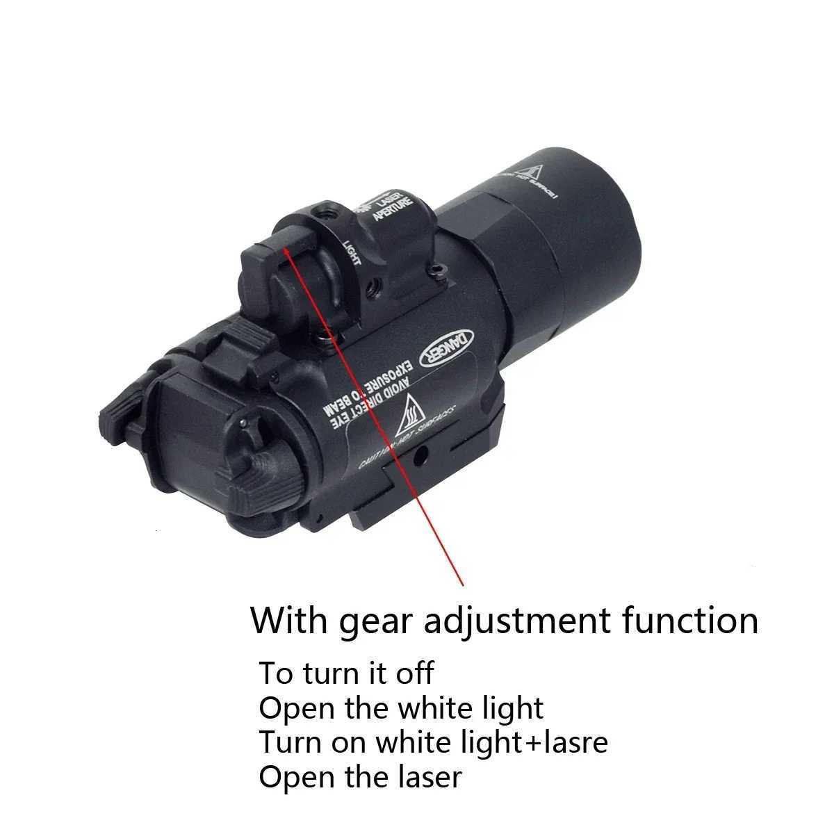 Airsoft Surefire X300 X400 Ultra X400V LED Scout Light Red Dot Green X400 X400U Weapon Flashlight Fit 20mm Rail Hunting Spotlight W250722