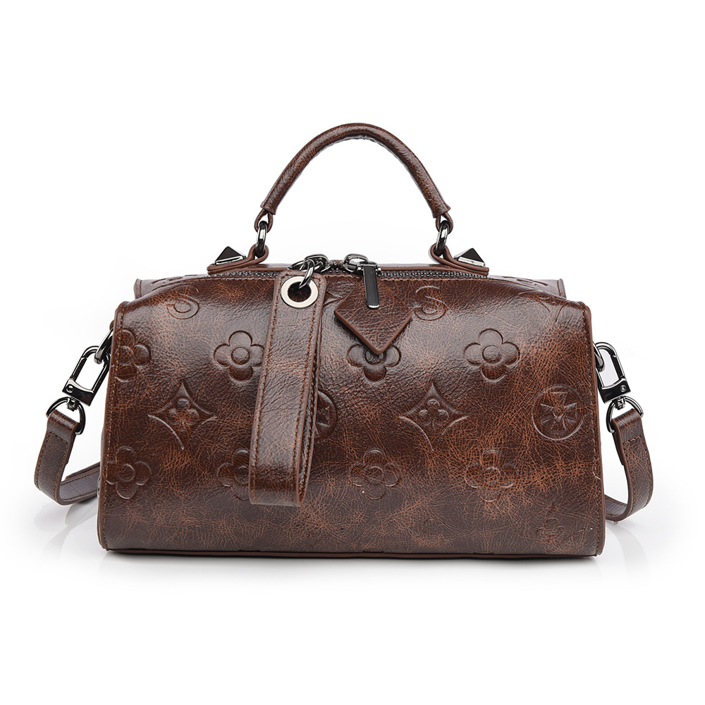Single shoulder bag three-dimensional embosed bag women fashion large capacity pillow bag senior sense soft leather hand carry crossbody bag