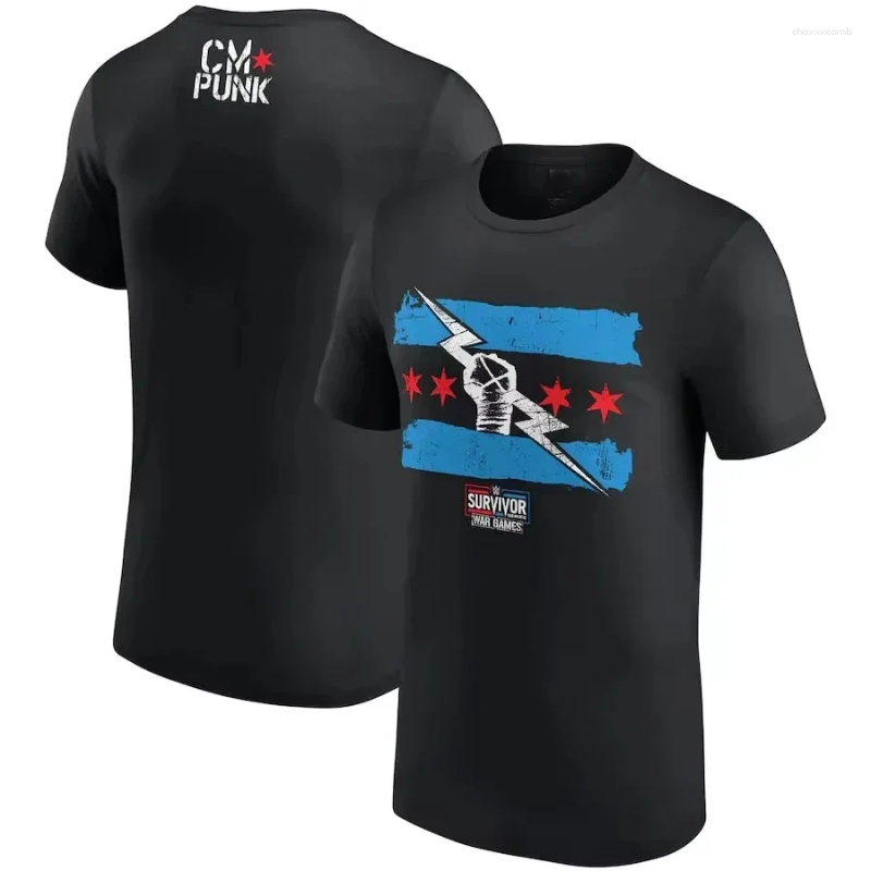 Men's T Shirts Summer 3D Printed Short Sleeve Wrestler Cm Punk Round Neck Street Sports Casual Oversized Tops