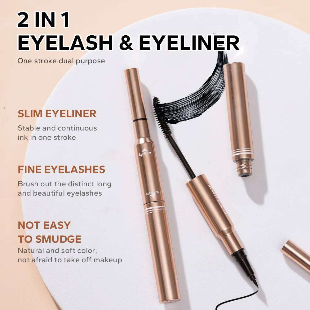Beauty Glazed Bushy Big Eyes Eyeliner&Mascara,2 In 1 Makeup Pen,Double-ended Waterproof Liner Pencil, Fast Quick Dry Mascara X250722