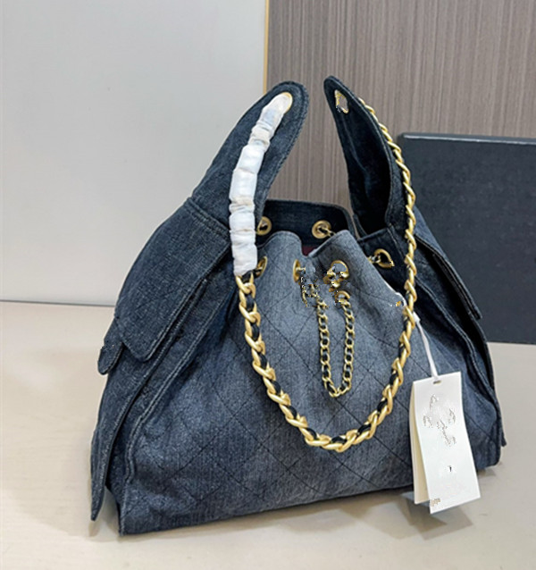 The denim bag is fashionable and practical, making it an excellent companion for shopping, studying, or working.