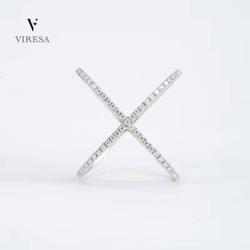 925 Sterling Silver X Crossover Moissanite Ring Fashion Jewelry with 925 Silver Plating