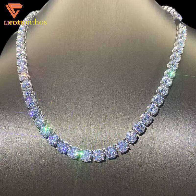 Lifeng Jewelry Ice Out Hip Hop Tennis Chain 8mm VVS Moissanite Sterling Sier Bling White Gold Necklace