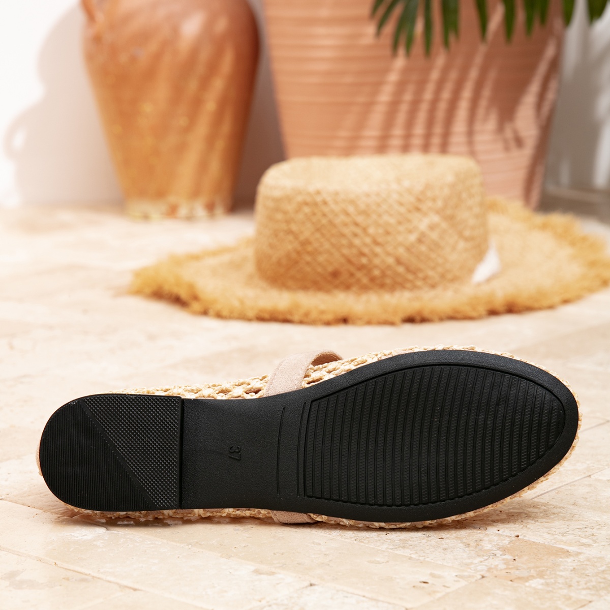 Women Shoes Stylish square toe casual party/Office buckle breathable perforated mesh one-foot flat shoes