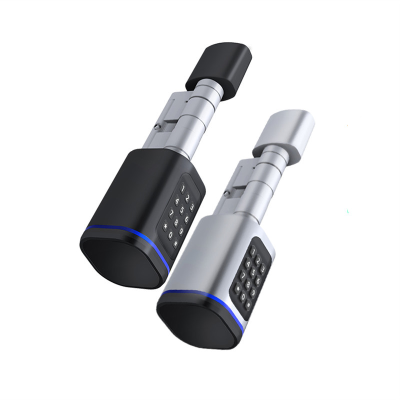 IP5 Splash-Proof Keyless Cylinder Smart Lock Tuya APP Keystroke Keypad Password Smart Home Door Locks IC Card Keycard Unlock Door Hardware Smart Home Systems