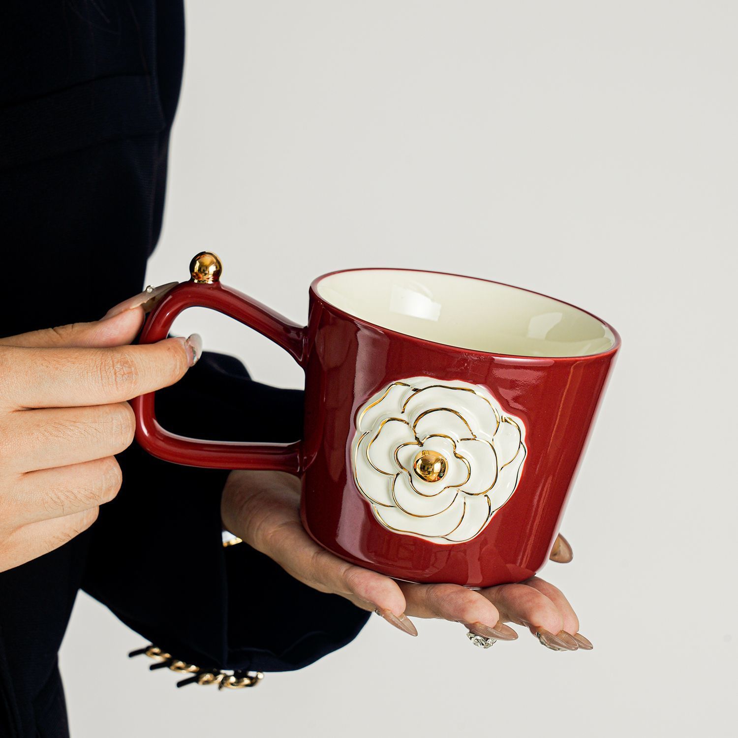 Designer Cup Camellia Bone China Luxury Mug Elegant Ceramic Cups Tea Coffee Mugs and Saucers Gift Box