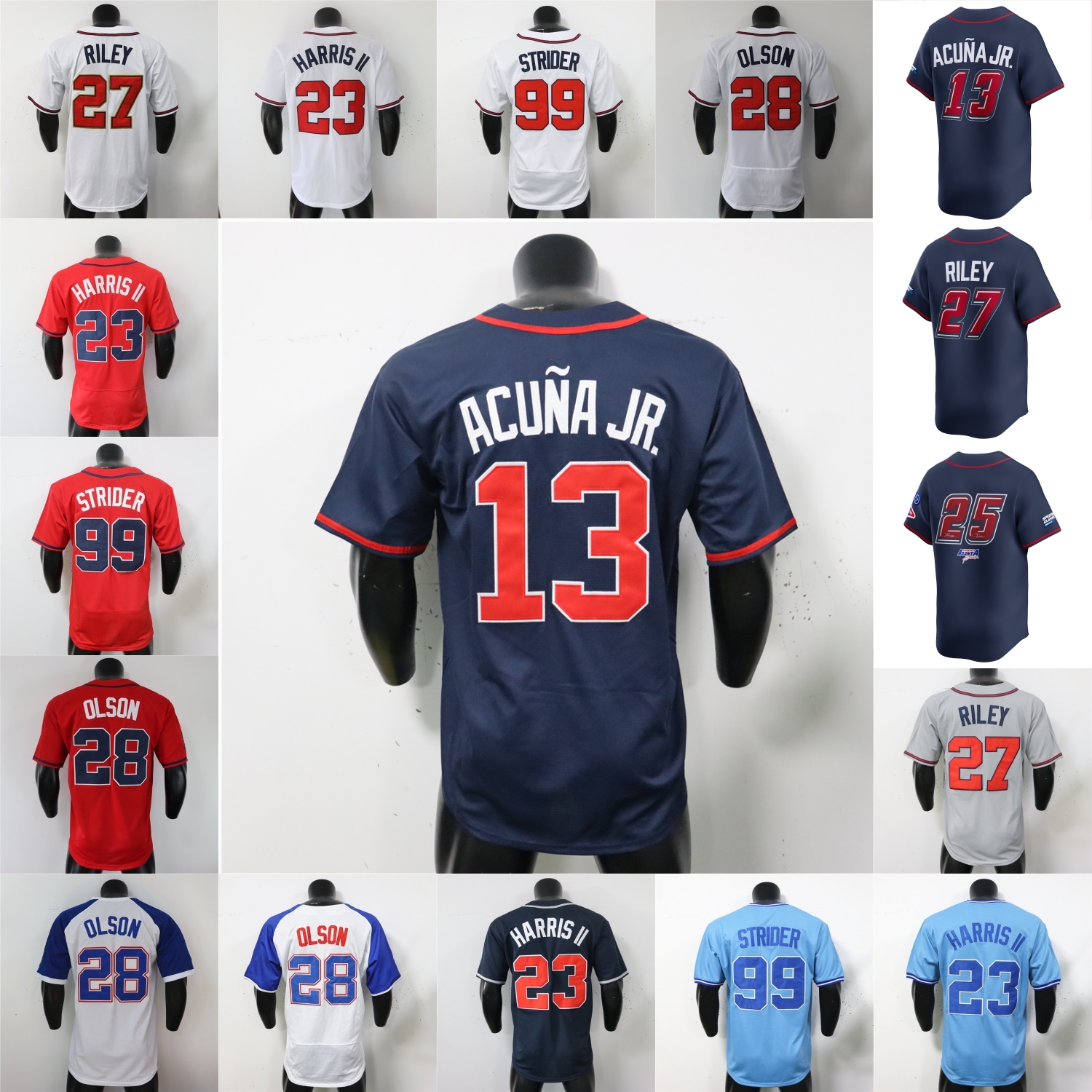 2025 Jersey Michael Harris II Ronald Acuna Jr. Albies Matt Olson Riley Strider Hank Aaron Jones d'Arnaud Wallen Jarred Kelenic Jorge Soler Luke Jackson