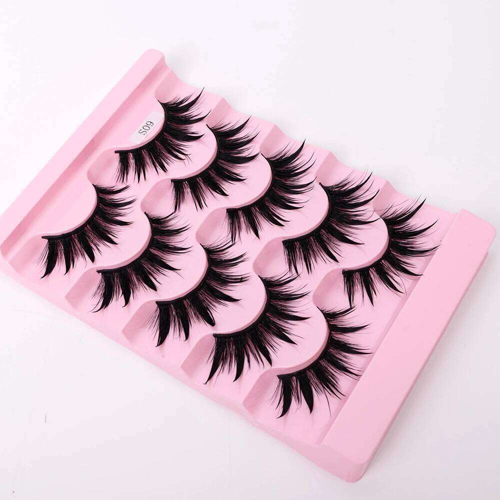 NEW 5Pairs Natural 3D Dramatic Fairy Clusters Manga Fake Eyelashes Wet Look Cosplay Lashes X250723