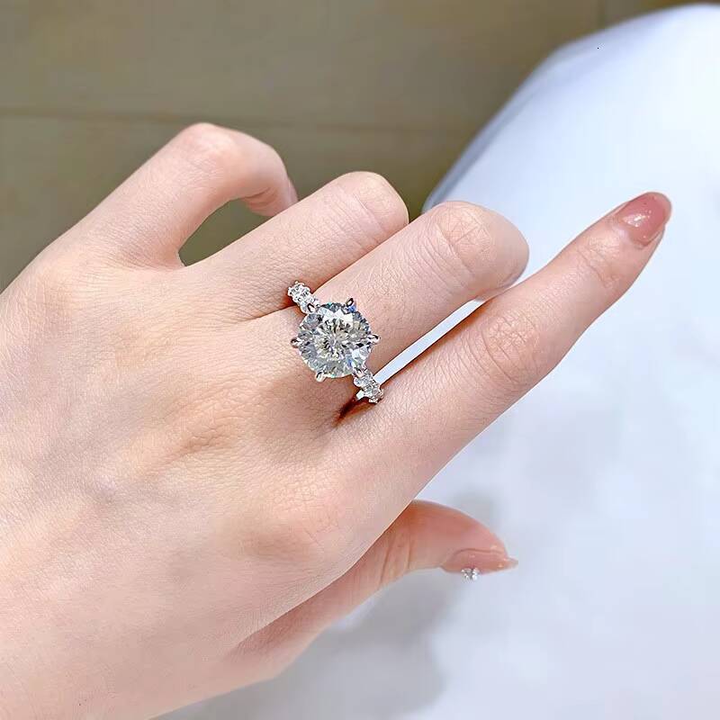 Ruizuan Hot Sale 5ct Wedding 925 Silver Promise Rings for Ladies Mossanite Diamond White Jewelry Accessories GRA CertificateGift
