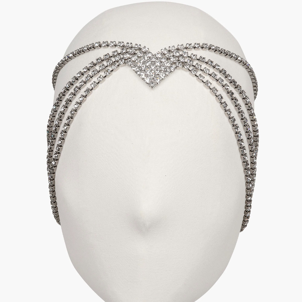 Hip Hop Bohemian Headpiece Third Eye Chain Hair Accessory Multi layer Ins VVS Moissanite Studded Bridal Forehead Chain Hair Chain