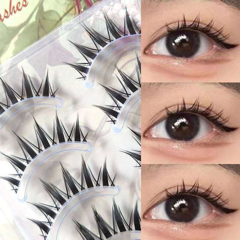 5 Pairs Natural Long Cat False Eyelashes Cosplay Makeup Cross Strip Eye Handmade Manga Lashes Extension X250723