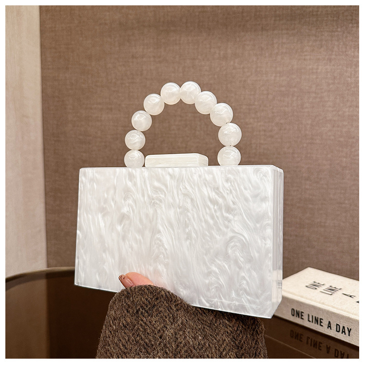 Elegant Acrylic Beaded Handbag with Adjustable Chains for Evenings