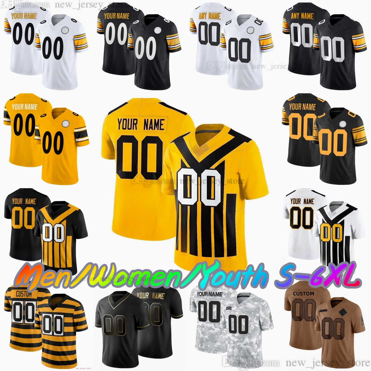 2025 New Custom S-6XL 90 T.J. Watt Football Jersey Stitched 76 Troy Fautanu 99 Derrick Harmon 33 Jack Sawyer 4 DK Metcalf 24 Joey Porter Jr 8 Aaron Rodgers Queen Jerseys