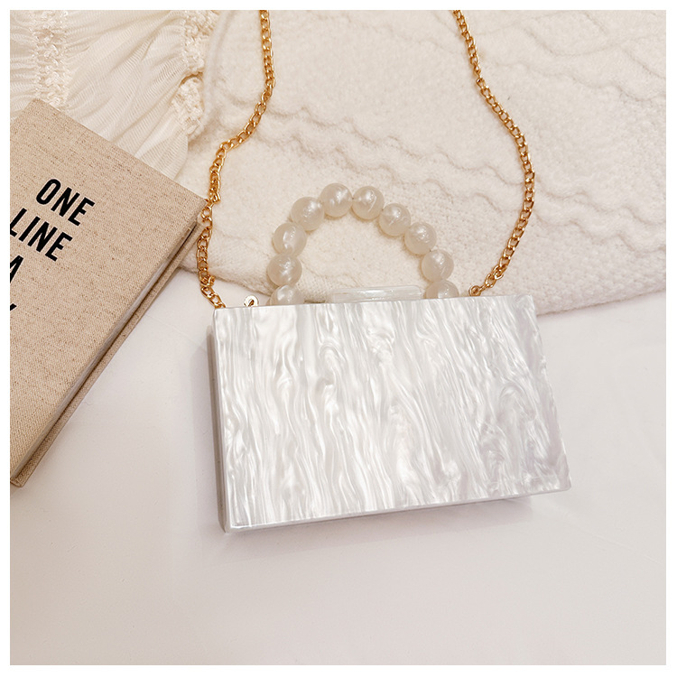 Elegant Acrylic Beaded Handbag with Adjustable Chains for Evenings