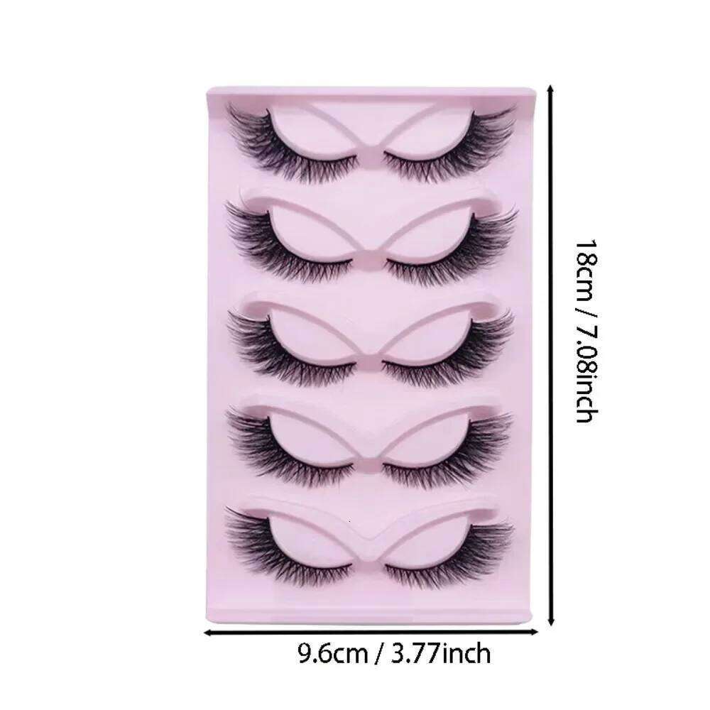 5 Pairs Wispy Fake Fluffy Cat Eye Lashes Extensions False Eyelashe X250723