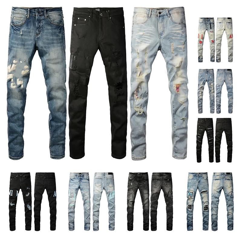 mens amiridenim jeans designer jeans luxury fashion men jean cool style denim Casual designer pant distressed ripped biker black blue jean slim fit motorcycle 29