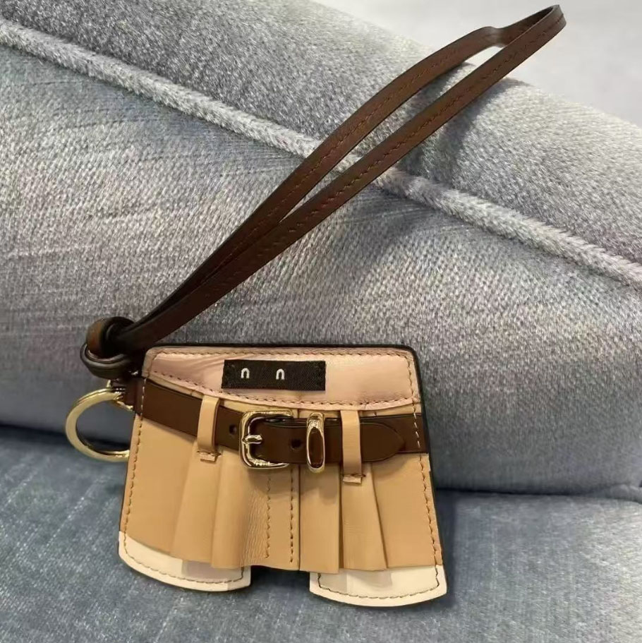 Keychains Lanyards Lanyards M New Brand Mini Ballet Shoes Bag Charm Genuine Leather Blue Shirt Cardigan Skirt Niche Design Bag Pendant Personality Bag Charm