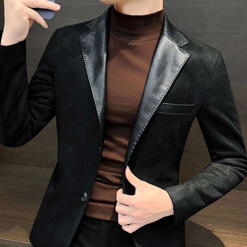 Single Breasted Splicing New In Jacket for Men Vintage Coats Designer High Quality Spring Clothes Man Suits and Blazers