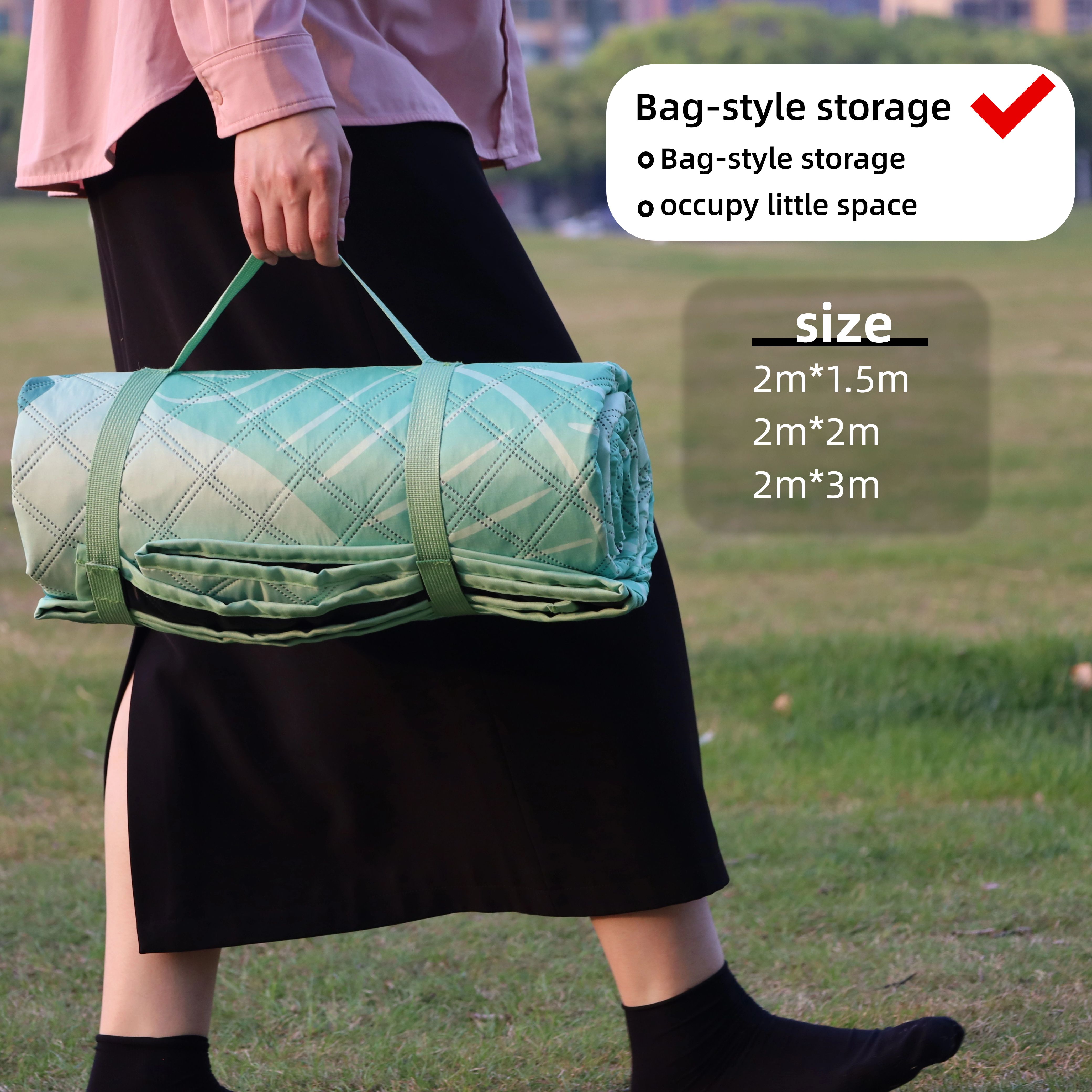 Outdoor moisture-proof mat, thickened picnic mat, camping outdoor waterproof lawn tent, portable floor mat, outdoor beach canvas Tropical green plants