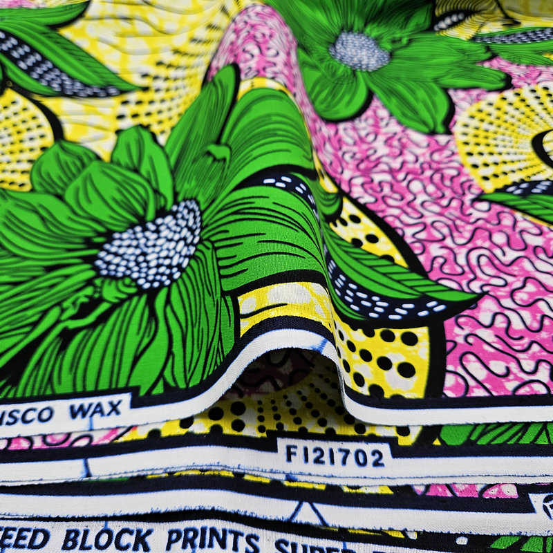 Exquisite Dutch Wax Prints Fabric - 6 Yards Long Floral Motif - Super Holland Wax Material - Cloth Ideal for Sewing Projects