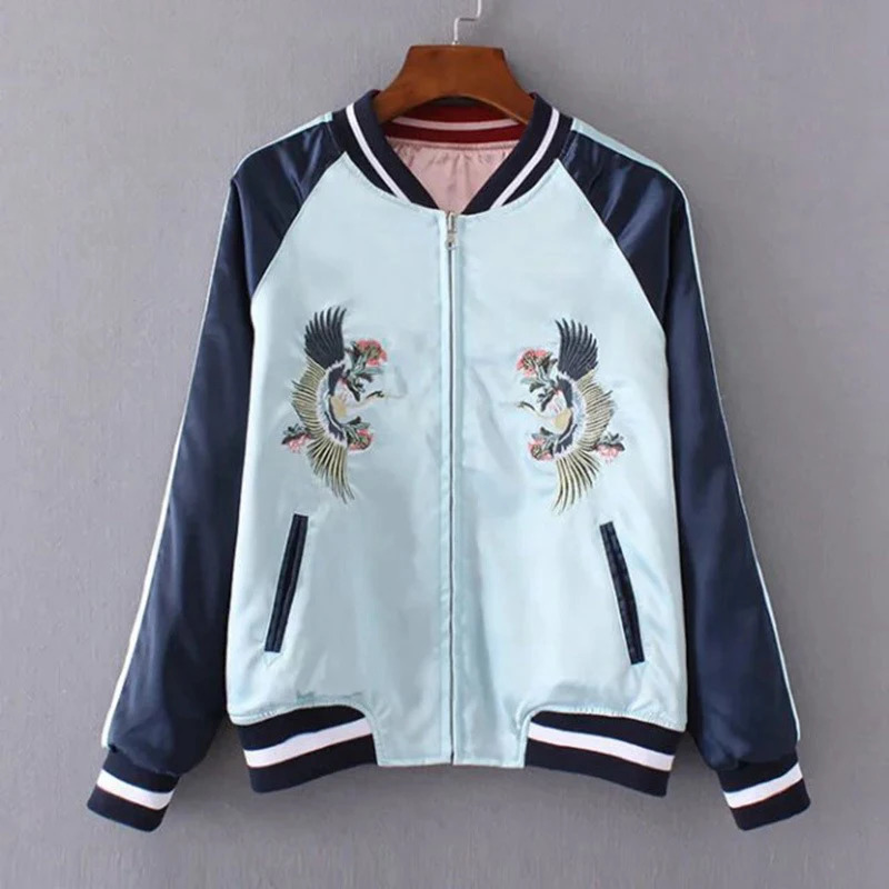 Sukajan Tiger Embroidered Women Bomber Baseball Jacket Japan Harajuku Female Coat Girls Clothing Two Sides Wear 250723