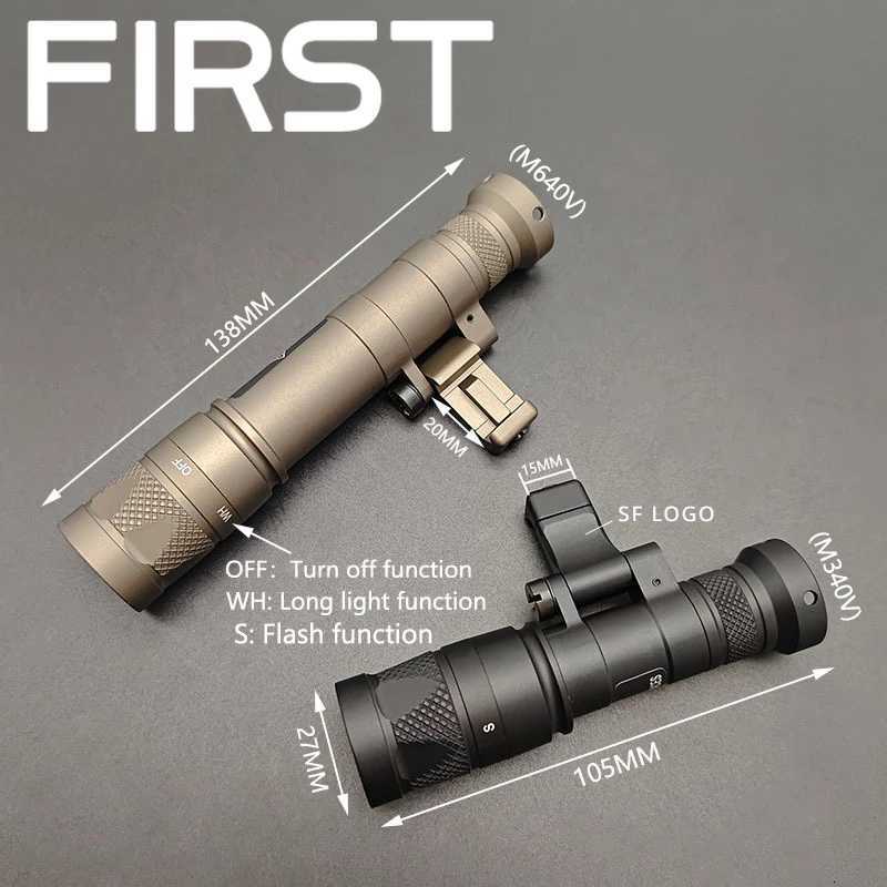 Sotac Tactical Airsoft SF M640 M640DF M640V M340V M340C Light Outdoor Rifle Flashlight Weapon Light LED Flashlight Fits 20mm Rail W250722