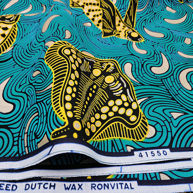Dutch Wax Print Fabric - Shiny Golden Satin Woven Material for Fashion Designs | Machine Washable | 6 Yards Per Piece