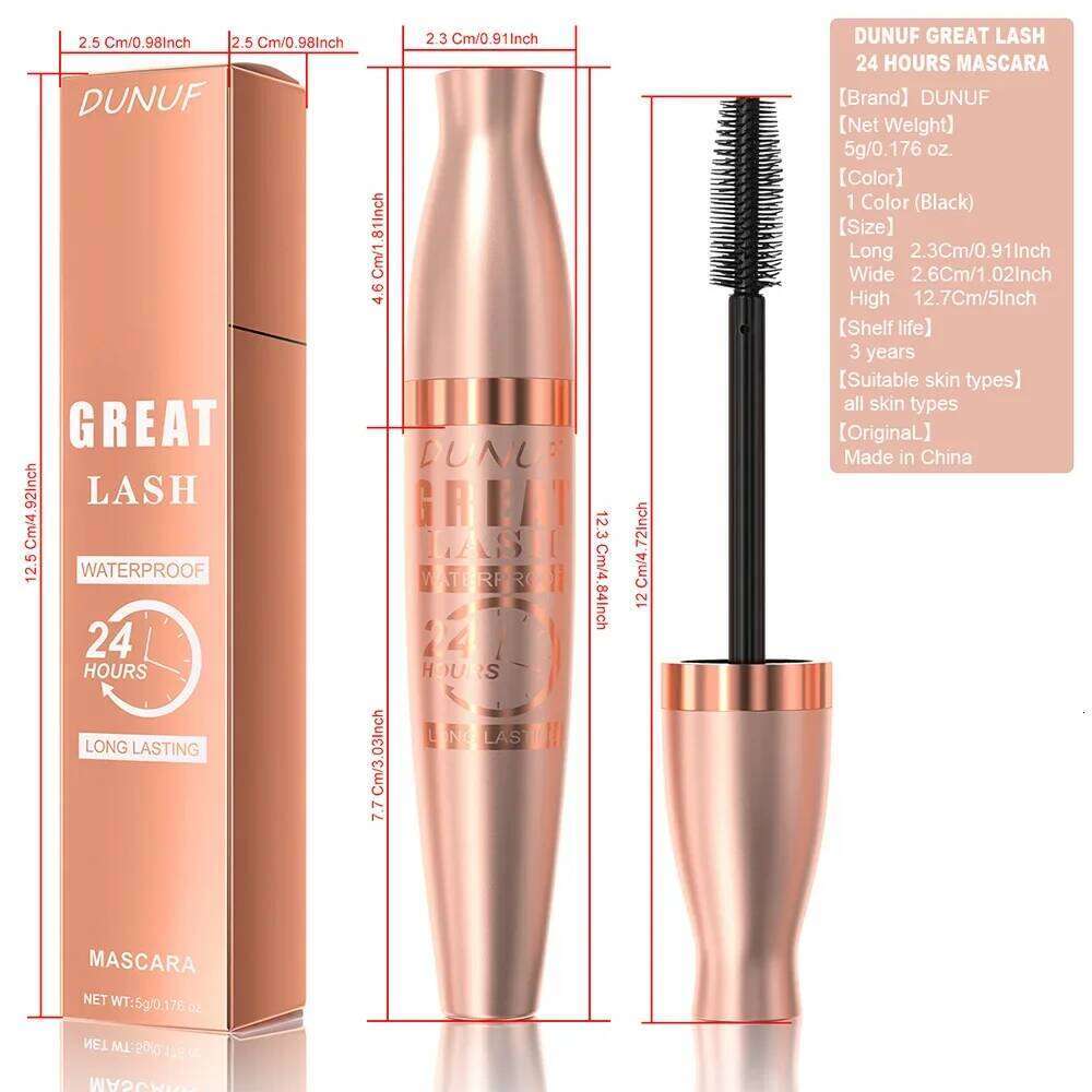 DUNUF 24H Waterproof Mascara Volumizing Lengthening & Curling Long-Lasting Full-Body Lash Effect X250722