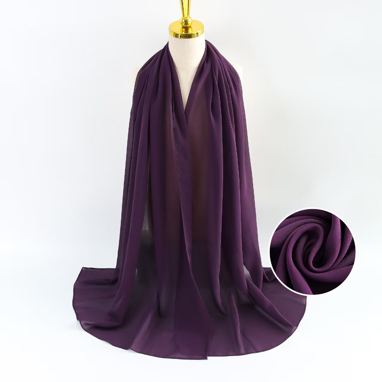 T1291 Pearl Chiffon Scarf Women's Solid Color Bubble Scarf All-match Head Scarf Malaysian Silk Scarf