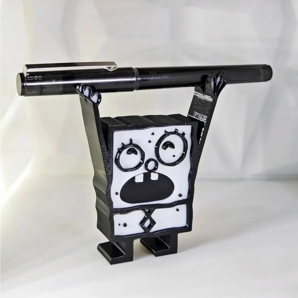 Creative Cute Doodle Bob Holder Holder, Pen Storage, Desk display decoration (black + white)