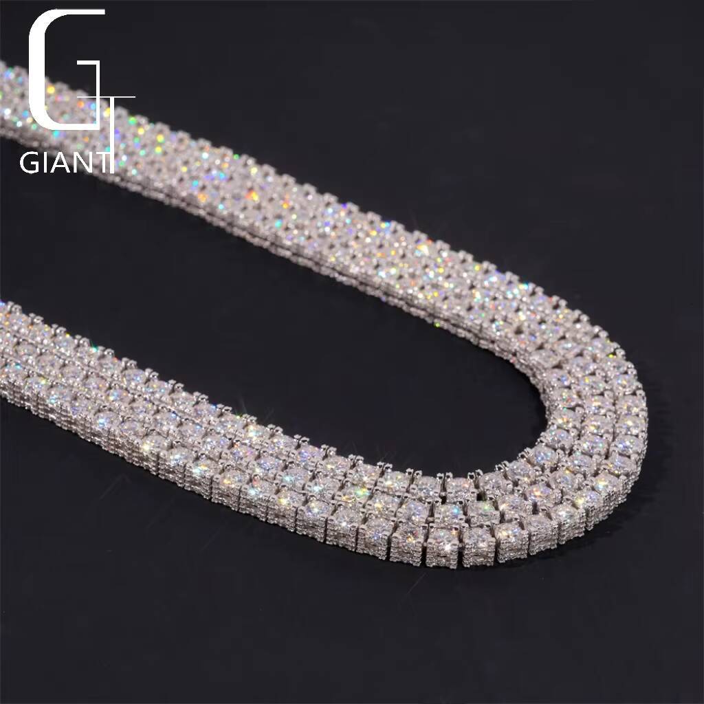 Bulk Stock New Arrivals Iced Out Double Sides Hip Hop S925 VVS1 5mm 6.5mm Moissanite Diamond Cluster Tennis Chain Bracelet
