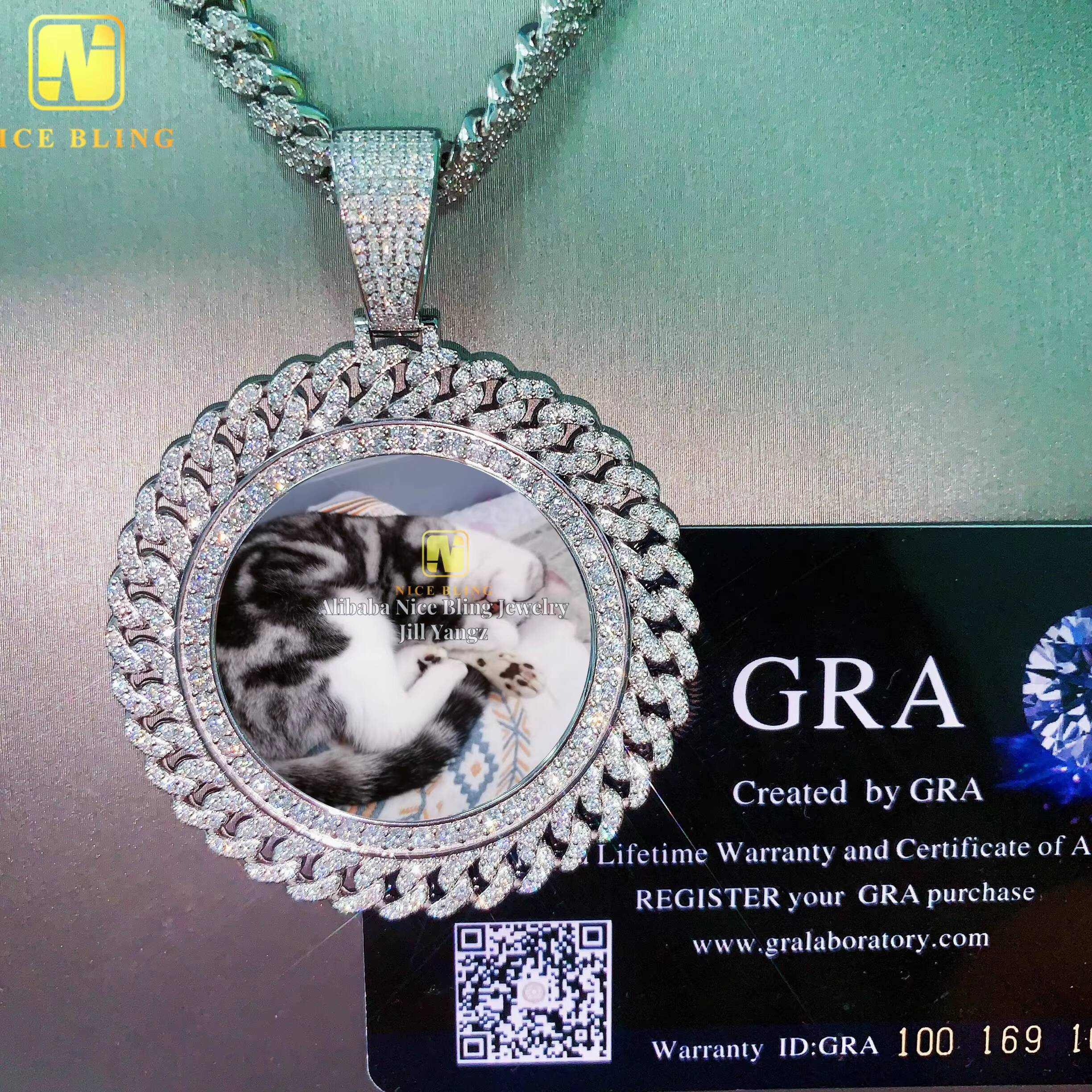 Ready Made Remenberance Memorial Moissanite Photo Picture Pendant Memory Iced Out Hip Hop Jewelry Custom Made Accepted