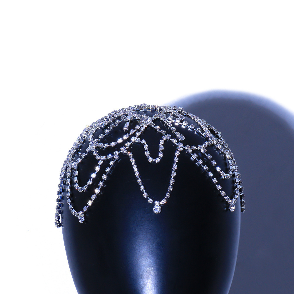 Hip Hop Trending Bride Wedding Hair Accessory Stylish Unique Multi layer VVS Moissanite Studded Luxury Headband Hat Chain Headdress