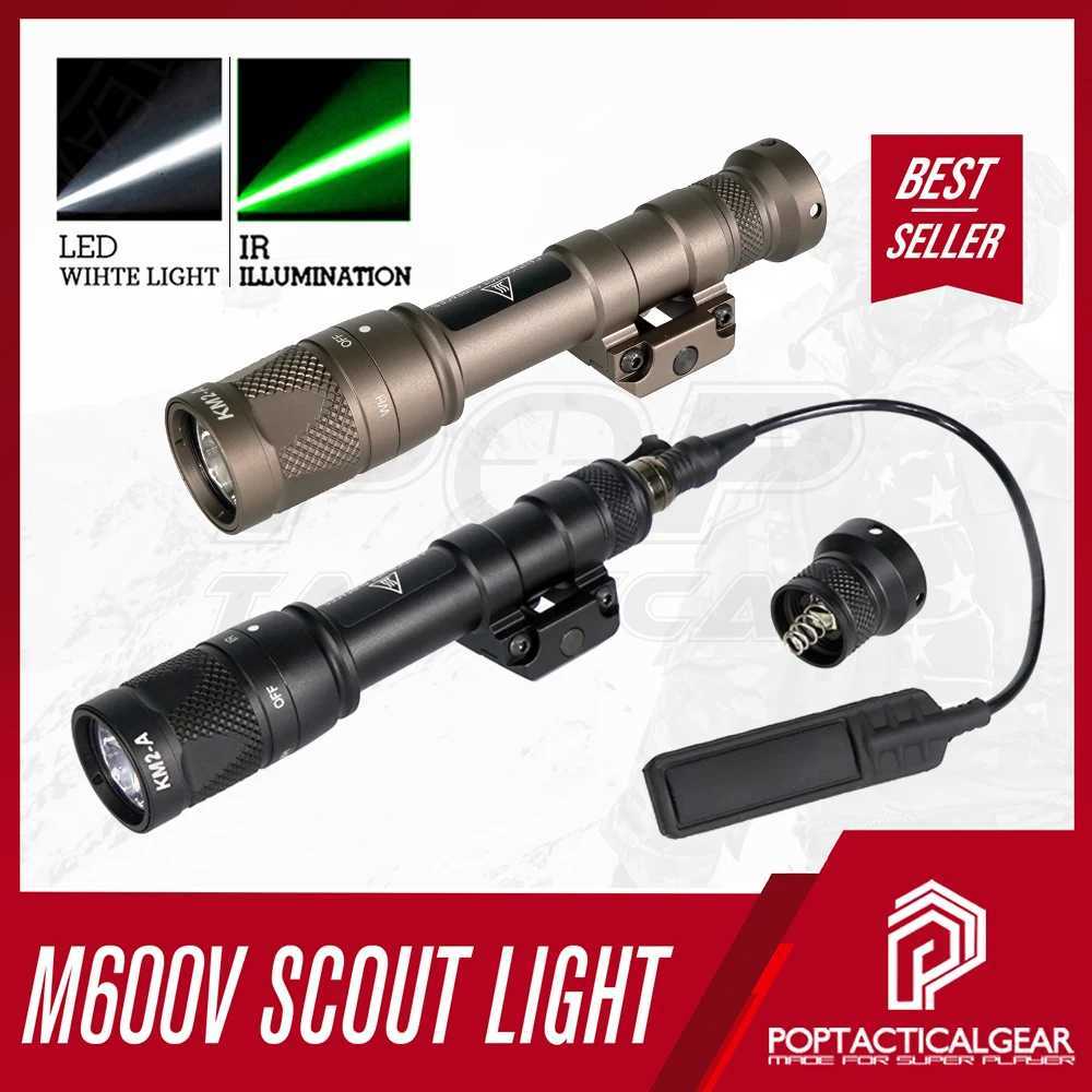600V Scout Light IR Flashlight LED White Light Strobe Flash Weaponlight for Hunting Airsoft with Original Markings W250722