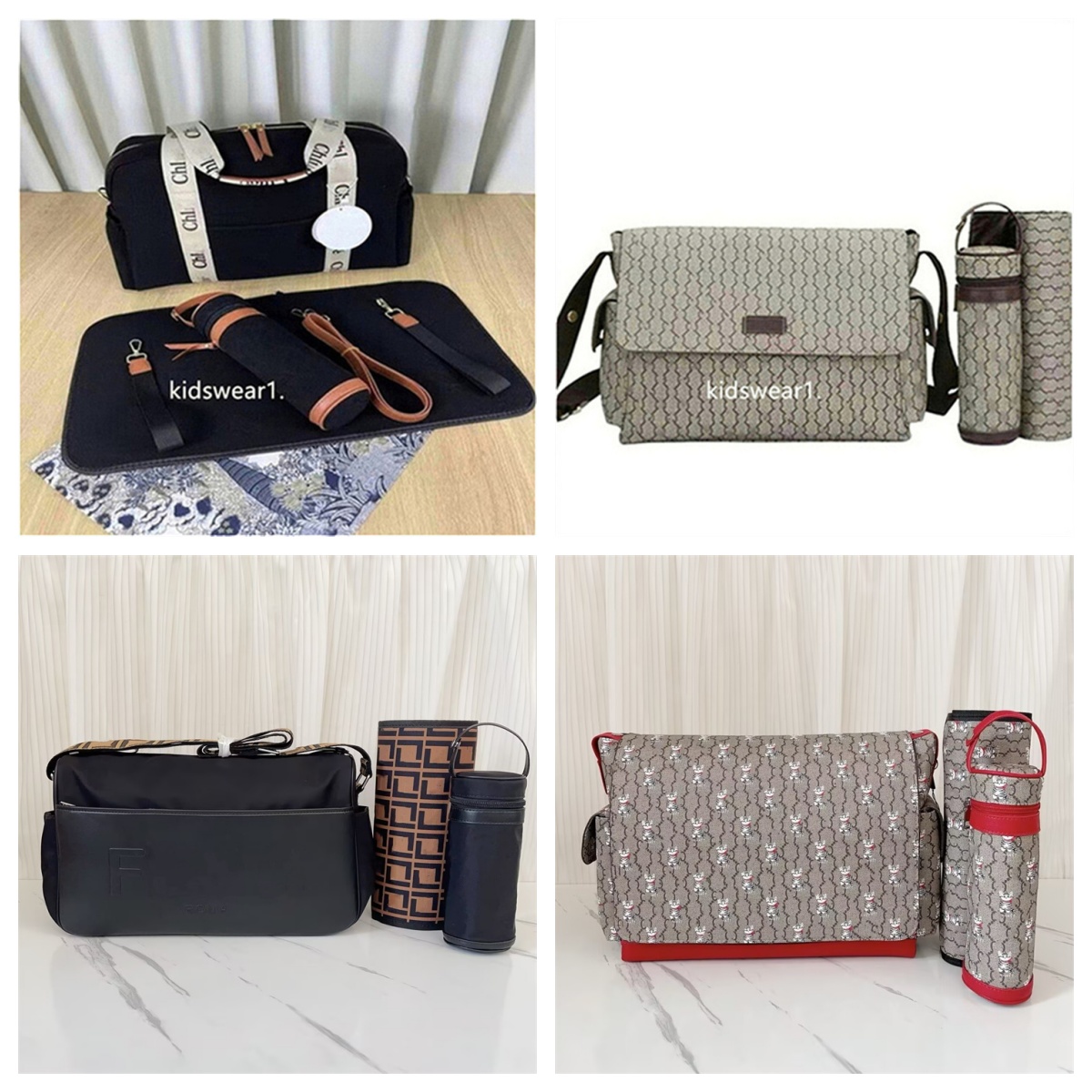 2026 Baby bag pram diaper bags fashion designer vintage floral diapering babies nursing nappy bag childrens girl boy large nylon zipper bag change mat bottle holder9