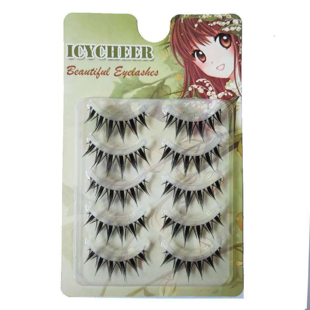 5 Pairs Natural Long Cat False Eyelashes Cosplay Makeup Cross Strip Eye Handmade Manga Lashes Extension X250723