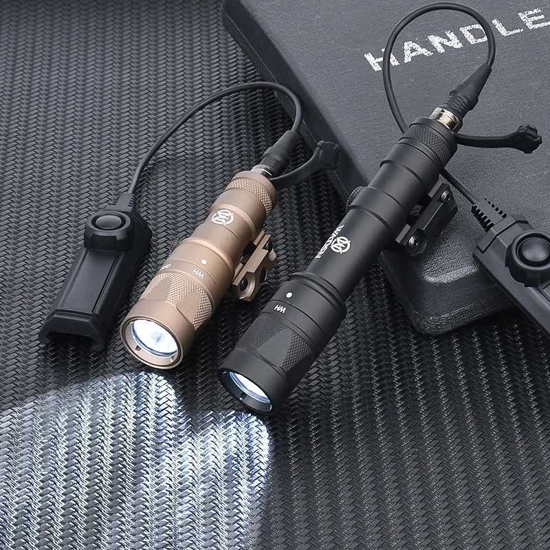 WADSN M300W M600W Tactical Flashlight Strobe Scout Lamp Airsoft Hunting Weapon Light Dual Control Switch Fits 20mm Picatinny Rail W250722