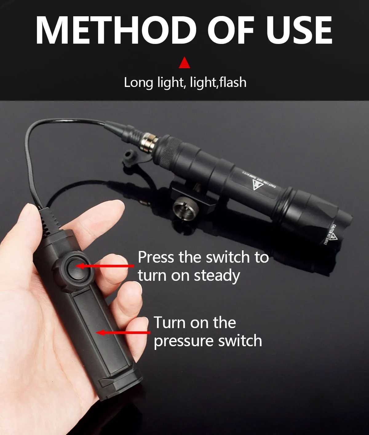 Tactical Surefire M300 M600 M600C M600B Powerful Flashlight Dual Switch Fit 20mm Rail Rifle M300C M300B Weapon Gun LED Light W250722