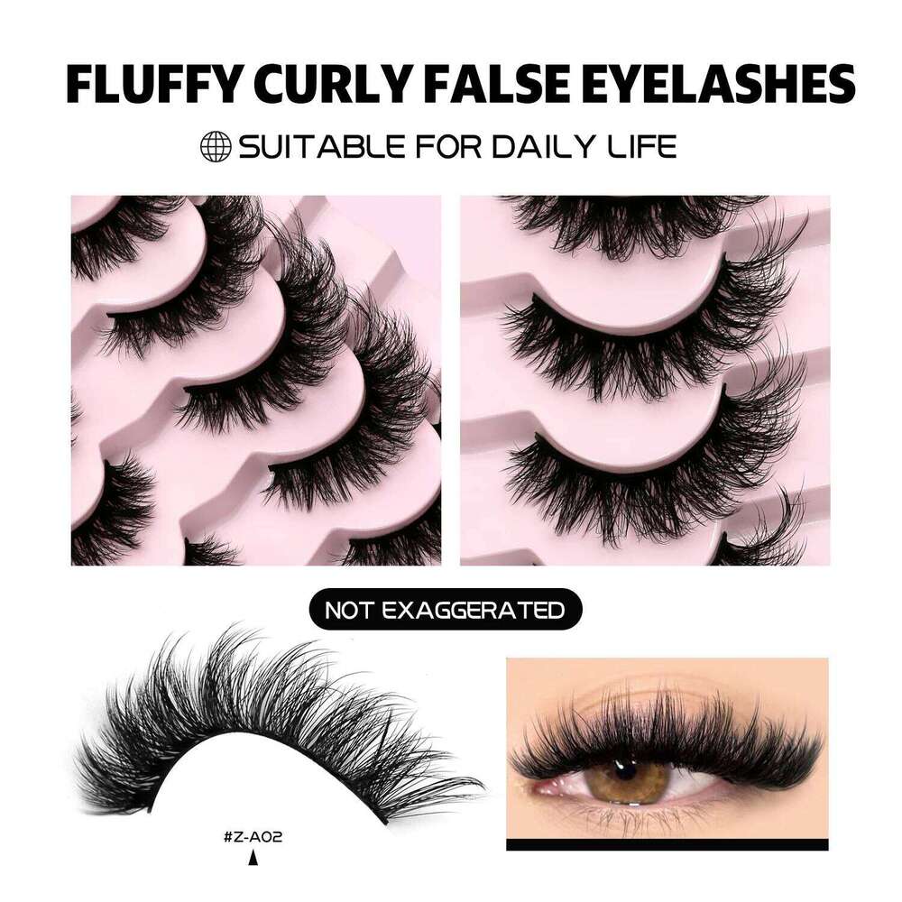 GROINNEYA 3D Mink Cat Eyelashes Fluffy Wispy Volume Natural Feathery Effect Lightweight Flexible Band Fake Lashes X250723