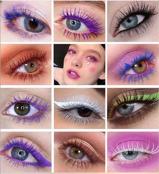 14 Color Mascara Thick Curl Waterproof Non-sdding Stage Makeup Natural Lasting ple White Red X250722