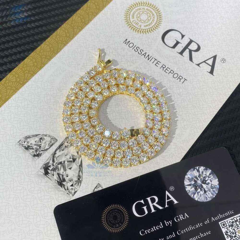 High designer necklaceTennis Chain moissanite Customized 6mm width 5 inches to 30inches length dia link chain for hip hop men and women